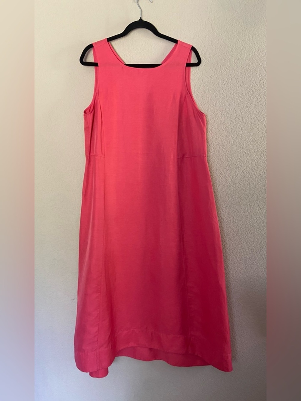 J Jill Dress Womens Large Pink Sleeveless Linen Blend A Line Tank Midi Summer